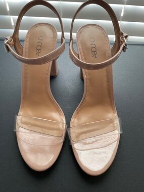 Abound Blush Nude Block Heel Sandals with Clear Strap